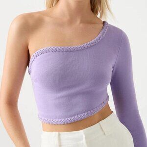 AJE Hyades Braided Long Sleeve Top in Lilac